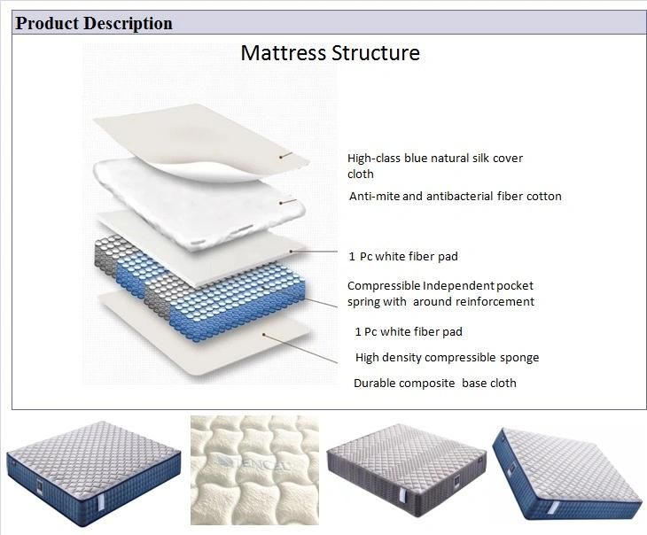 Modern Bedroom/Hotel/Home Furniture Set Zone/Pocket/Coil/Spring Foam Silk/Tencel/Fabric Bed Mattress