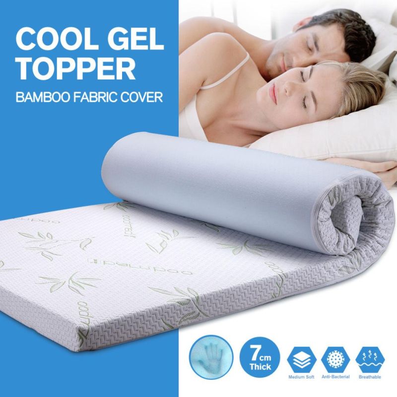 7cm Cool Gel Memory Foam Mattress Topper with Bamboo Cover for Bedroom Furniture
