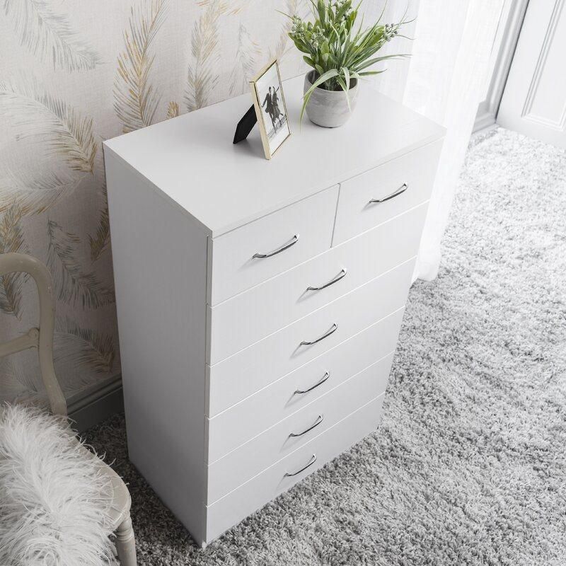 Wooden White Tallboy Chest Drawer Big Organizer Dresser Cabinet (HF-WF072421)