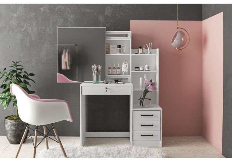 Nova Unique Design Large Sliding Mirror Dresser Table with Hidden Shelving, 4 Drawers and 1 Locking Drawer