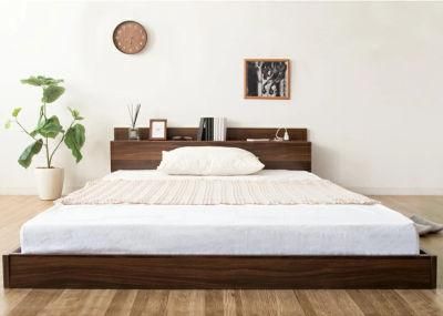 Japanese-Style Floor Bed with Bedside Table and Socket