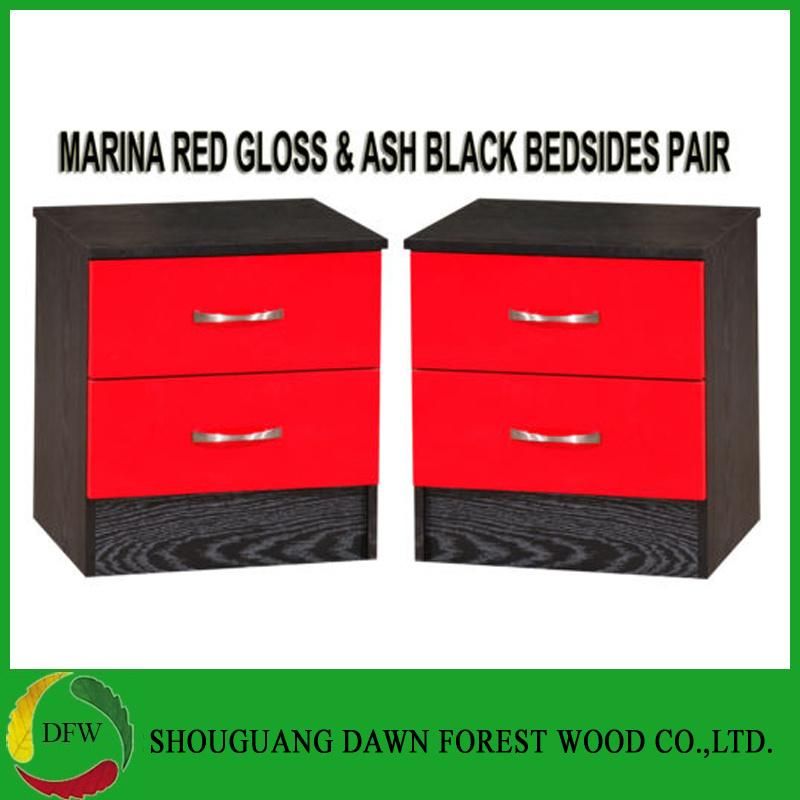 Red High Gloss & Ash Black Modern Bedroom Furniture Units & Bedroom Sets