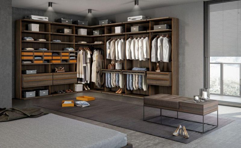 PA China Factory Supply Wood Wardrobe Cabinets Bedroom Furniture Open Design Wardrobe for Prefab Houses