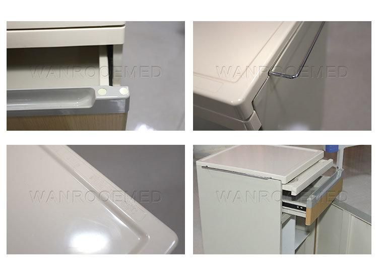 Bc008 Hospital Furniture ABS Movable Medical Bedside Cabinet with Wheels