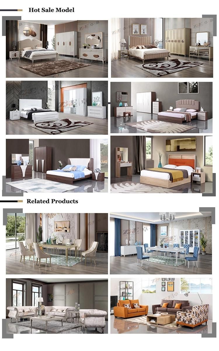 Cream Color Wooden Furniture Bedroom Furniture Set PU Leather Solid Wood Bed