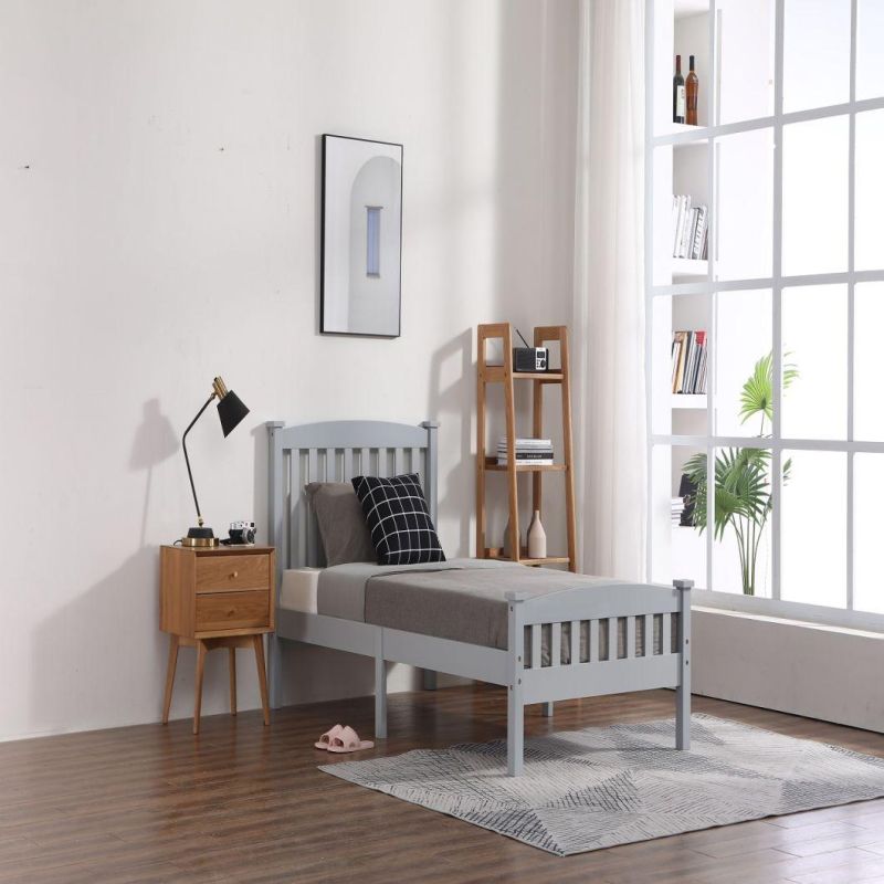 Bedroom Solid Wood Painted Grey Single Bed/Double Bed Child Bed K/D
