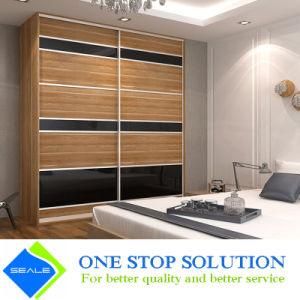 Combine Wood with Black Glass Sliding Door Wardrobe Furniture Closet (ZY 2032)