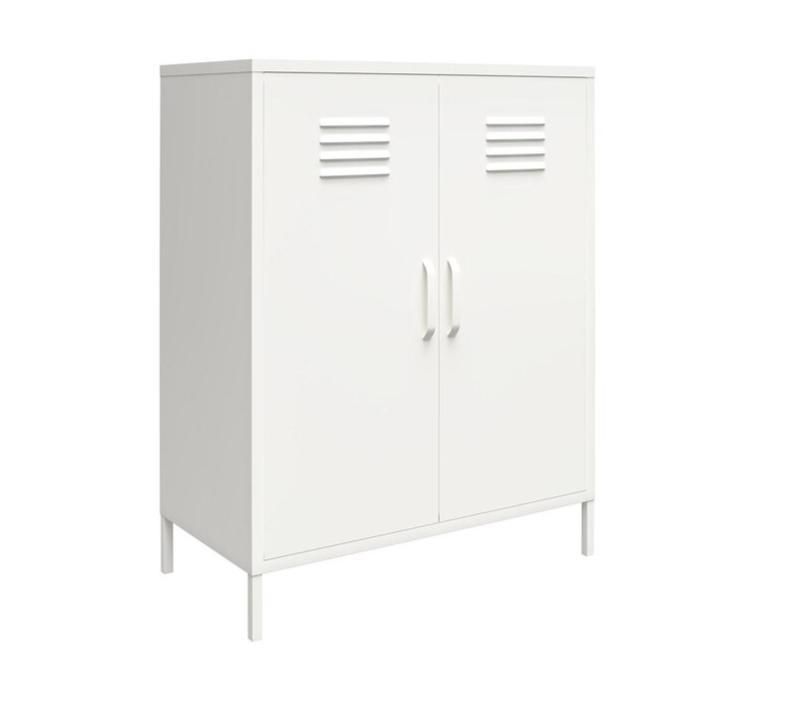 White Color Steel Locker Cabinets Metal File Clothes Storage Lockers High Feet 2 Doors