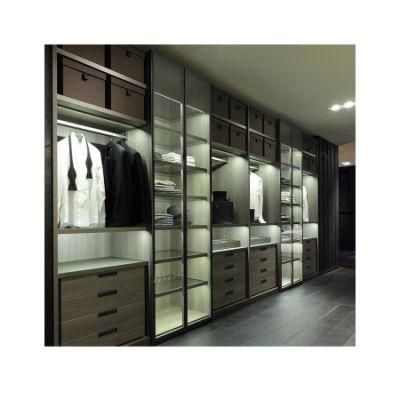 Bedroom Furniture Modern Design Glass Door Wooden Wardrobe Walk in Closet