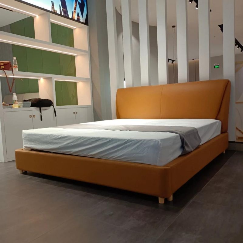 2310*1780*1100 mm 1.5 M Width PU Leather Modern Bed with Low Bed Leg