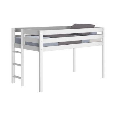 White Paint Sleping Bed Kids Solid Wood Bed Frame Bunk High Loft Bed with Bookcase