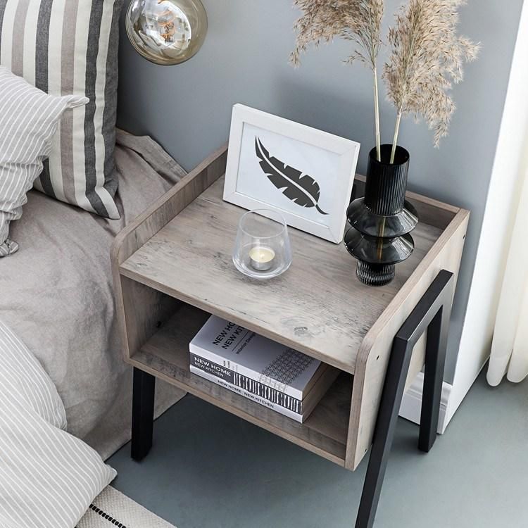 Nova Industrial Accent Furniture Stackable End Table, Side Table for Small Spaces, Storage Compartment, Nightstand
