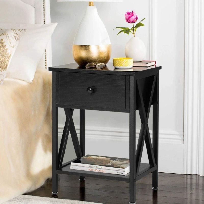 Nova X Design Farmhouse Style MDF Bedside Table Nightstands