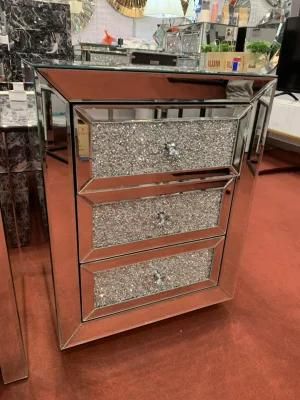 Wholesale Bedroom Furniture Crushed Diamond Mirrored Nightstand