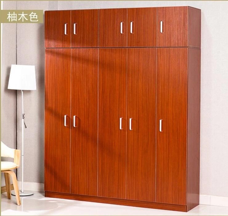 Classic Design Particle Board Teak Color Melamined Wardrobe