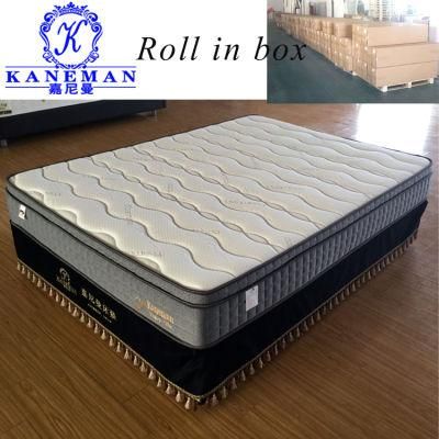 Pillow Top Bamboo Roll Packing Latex Pocket Coil Spring Mattress in a Box