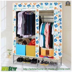 Cheap Double Door Moistureproof Dustproof Cloth Wardrobe (WS16-0081, for bedroom furniture)
