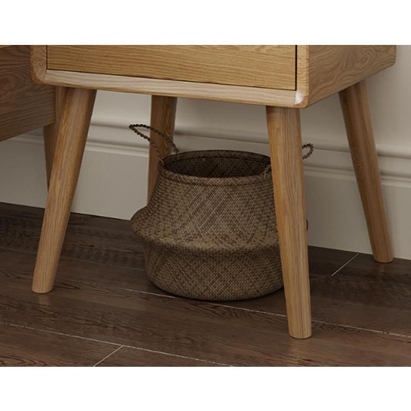 Nordic Solid Wood Bedside Cabinet Bedroom Locker Simple Storage Cabinet Japanese Style Bedside Table White Oak Furniture 0033