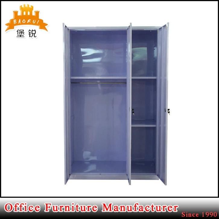 Fas-092 3 Doors Steel Bedroom Furniture Clothes Hanging Cabinet Steel Wardrobe