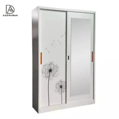 Metal Cupboard Bedroom Furniture Sliding Door Home Wardrobe