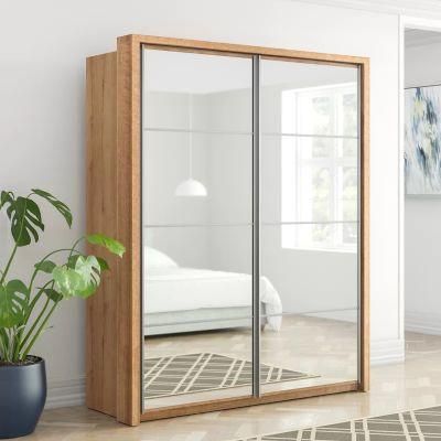 Bedside Wooden Sliding Mirror Door Bedroom Wardrobe