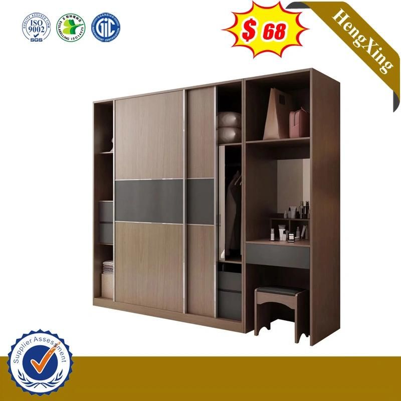 European Style Wooden Bedroom Furniture Closet Sliding Door Wardrobe with Mirror