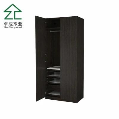 Black Color MDF Three Doors Wardrobe with MFC Cabient Carcass