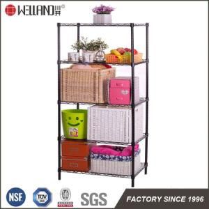 Black Coated 4 Tiers Bedroom Furniture DIY Metal Storage Wire Rack Shelf