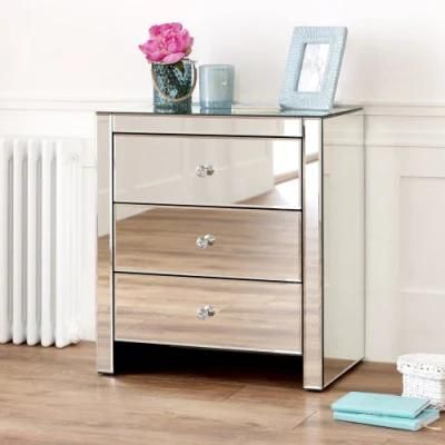Quality Assurance Europe Style 3 Drawer Gold Mirrored Nightstand