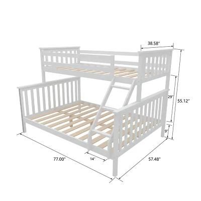 Simple Design Wood Bunk Bed Children Furniture Double Layers Bed with Stable Wood Frame