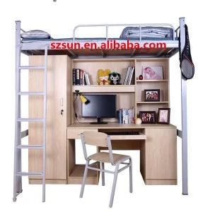 Metal Bunk Bed with Desk and Wardrobe