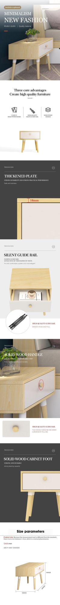 Wooden Bedroom Furniture Nightstand Bedside Table for Home and Hotel