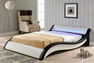Modern European Faux Leather Bed with LED Light PU Bed