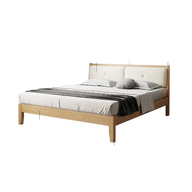 Nordic Japanese Solid Wood Bed White Oak Simple Double Bed Log 1.8m 1.5m Bedroom Wedding Bed Furniture 0032