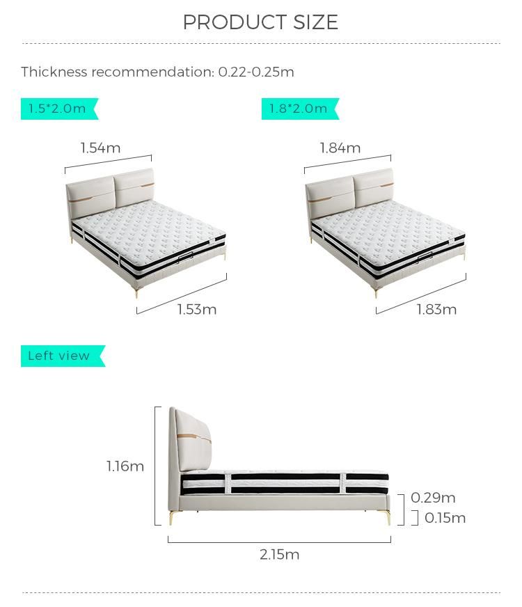 Linsy Luxury Comfortable PU Leather Bed King Size Metal Double Bed R250