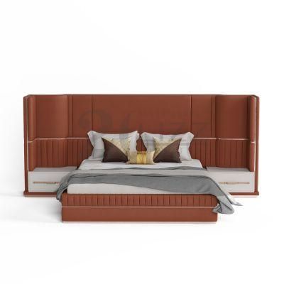 High Quality Modern Style Design Hotel Home Furniture King Size Double Bedroom Bed Set with Platform