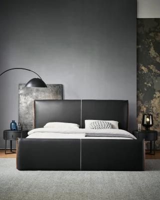Appartment/Hotel/Home/Villa Bedroom Furniture Bed Sets Customized Modern Black Leather Bed