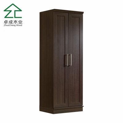 Browm Color Two Doors Wardrobe with Handle and Hinge
