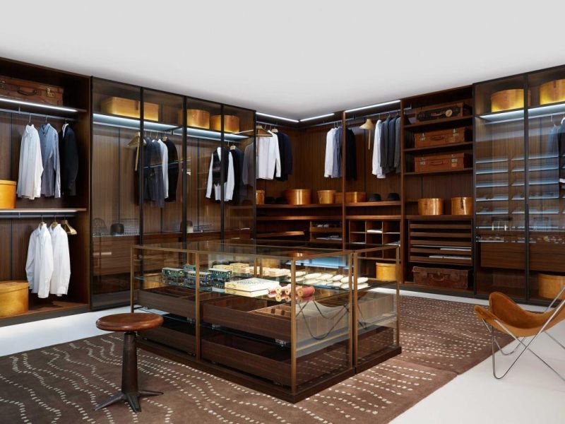 Modern Transparent Glass Door Wardrobe Bedroom Furniture