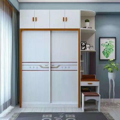 Bedroom Wooden Panel Sliding Door Drawer Wardrobe