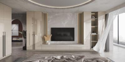 Pet Lacquer Bedroom Furniture MDF Clothes Wardrobe with Glass Door
