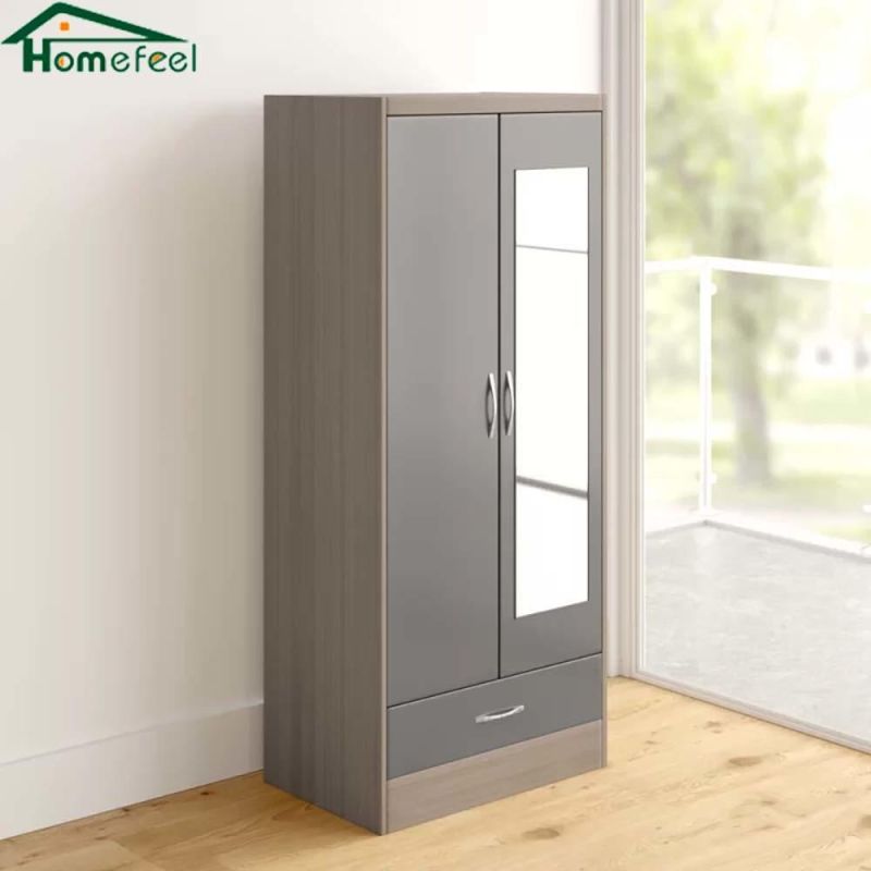 Bedroom Home Furniture Portable Wardrobe with Mirror Hinged Door Wholesale