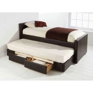 Modern Design Faux Leather Bed with Drawers Hot Sale Guest Bed