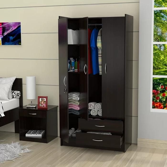 Simple Design Melamine Bedroom Wardrobe Furniture (HF-WF05132)
