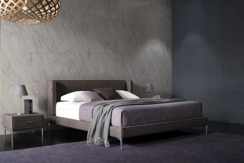 Home Use Soft Backrest Bedroom Furniture Fabric Bed Gc1701