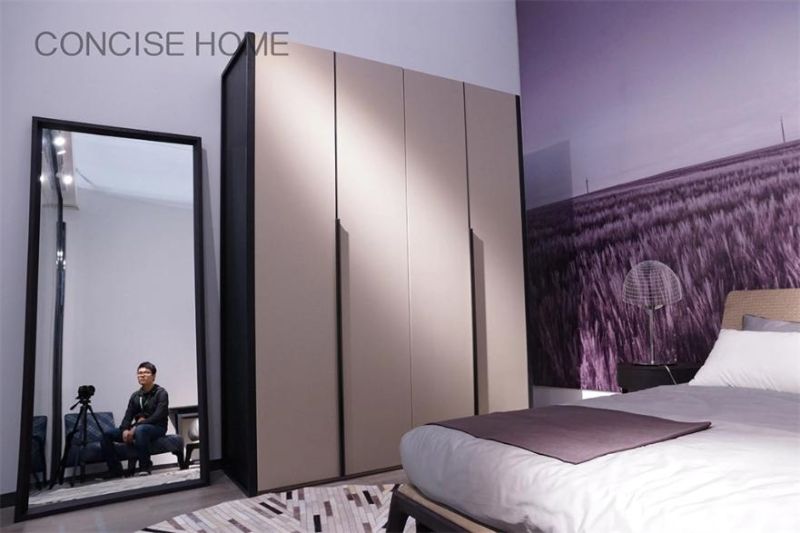 Chinese Concise Home Fty Supply Modern Bedroom Furniture 4 Door Wardrobe Flat Door Wardrobe