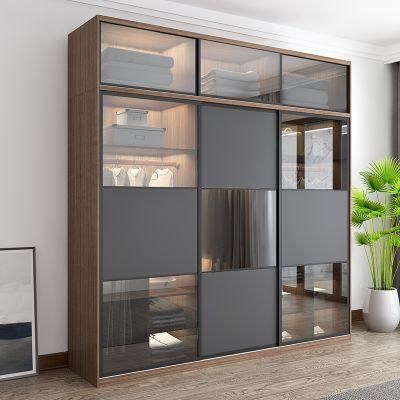 Modern Simple Design Sliding Glass Door Combination Wardrobe