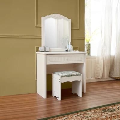 120611 Quanu Wooden Bedroom Cheap Simple White Dresser Table with Mirror