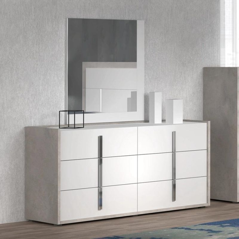 Nova 32.5"H X 65.5"W X 20.7"D Dresser Drawer with Stop Safety Slide and Mirror