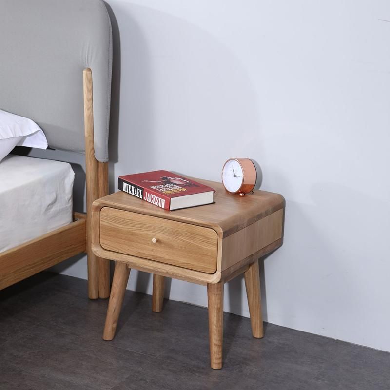 Modern Minimalist Solid Wood Nightstand Creative Home White Oak Nightstand 0102